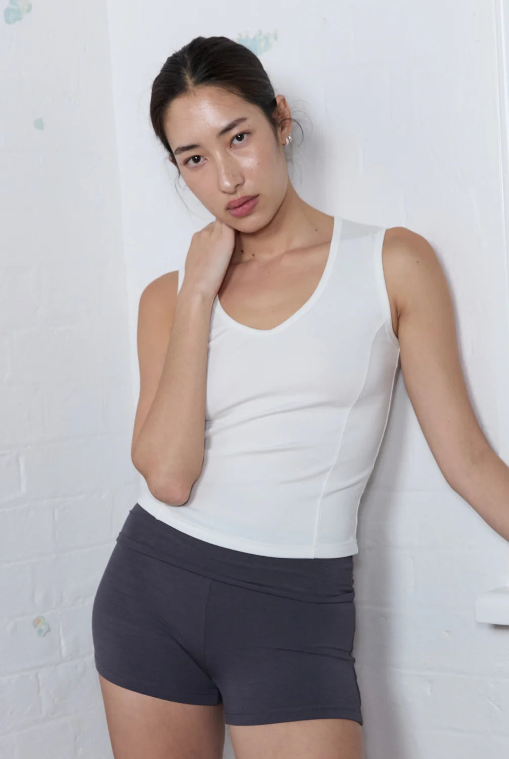 V Neck Tank - White