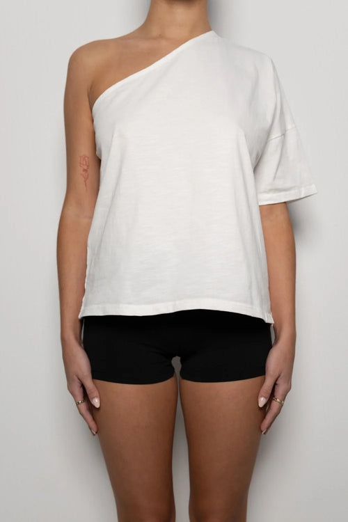 One Shoulder T-Shirt - White