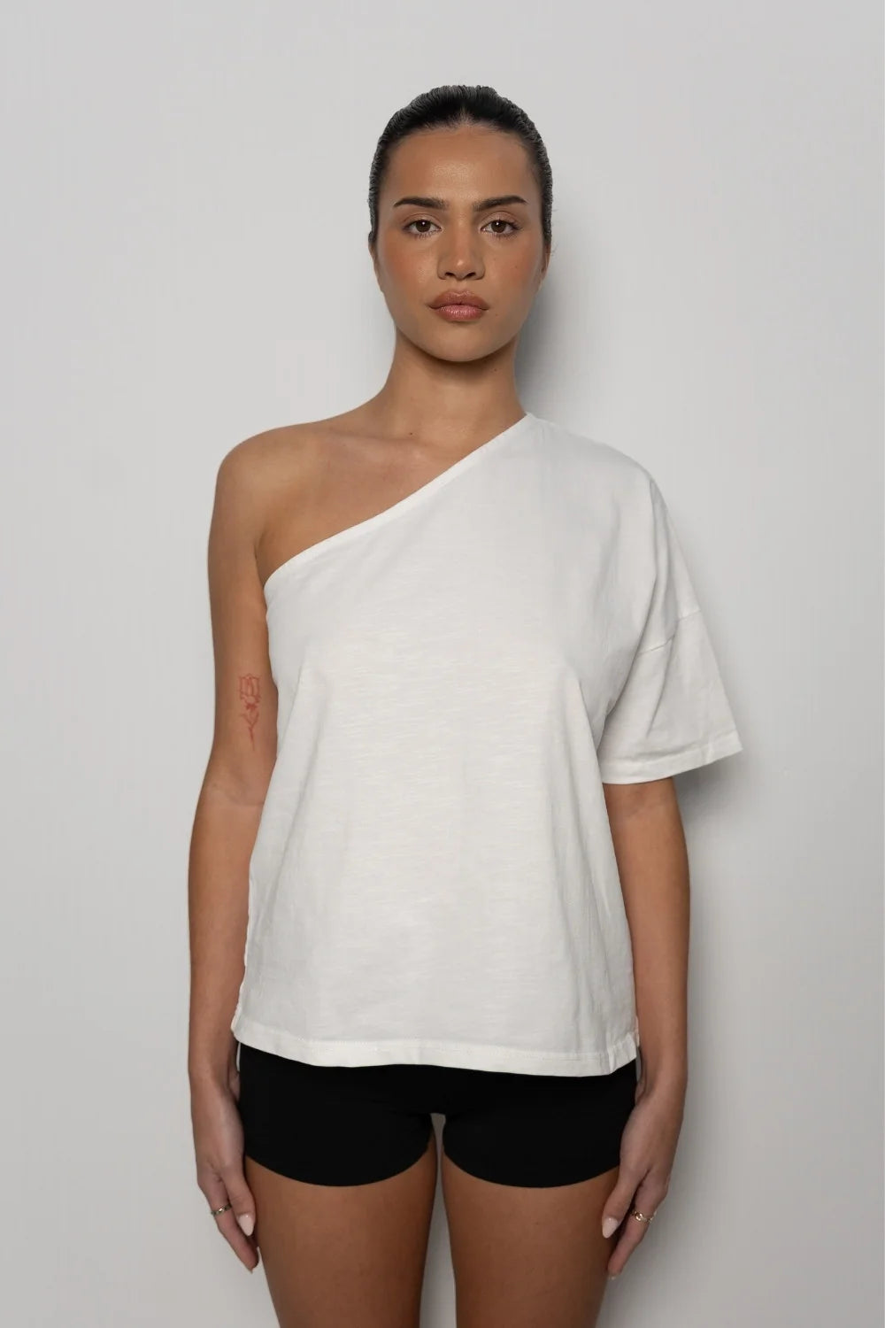 One Shoulder T-Shirt - White