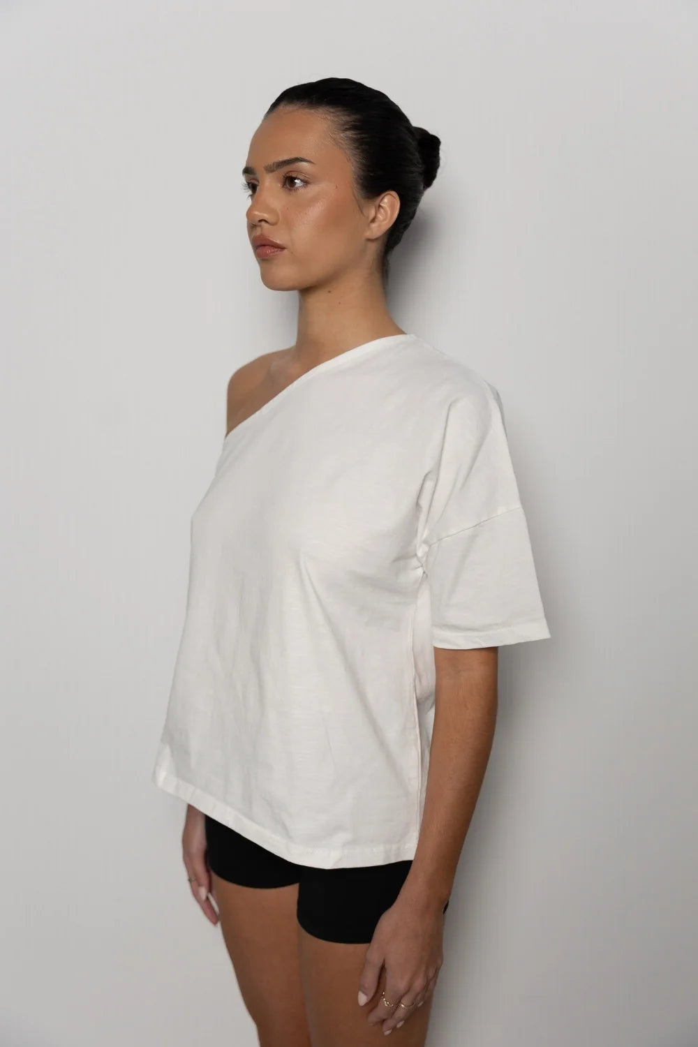 One Shoulder T-Shirt - White