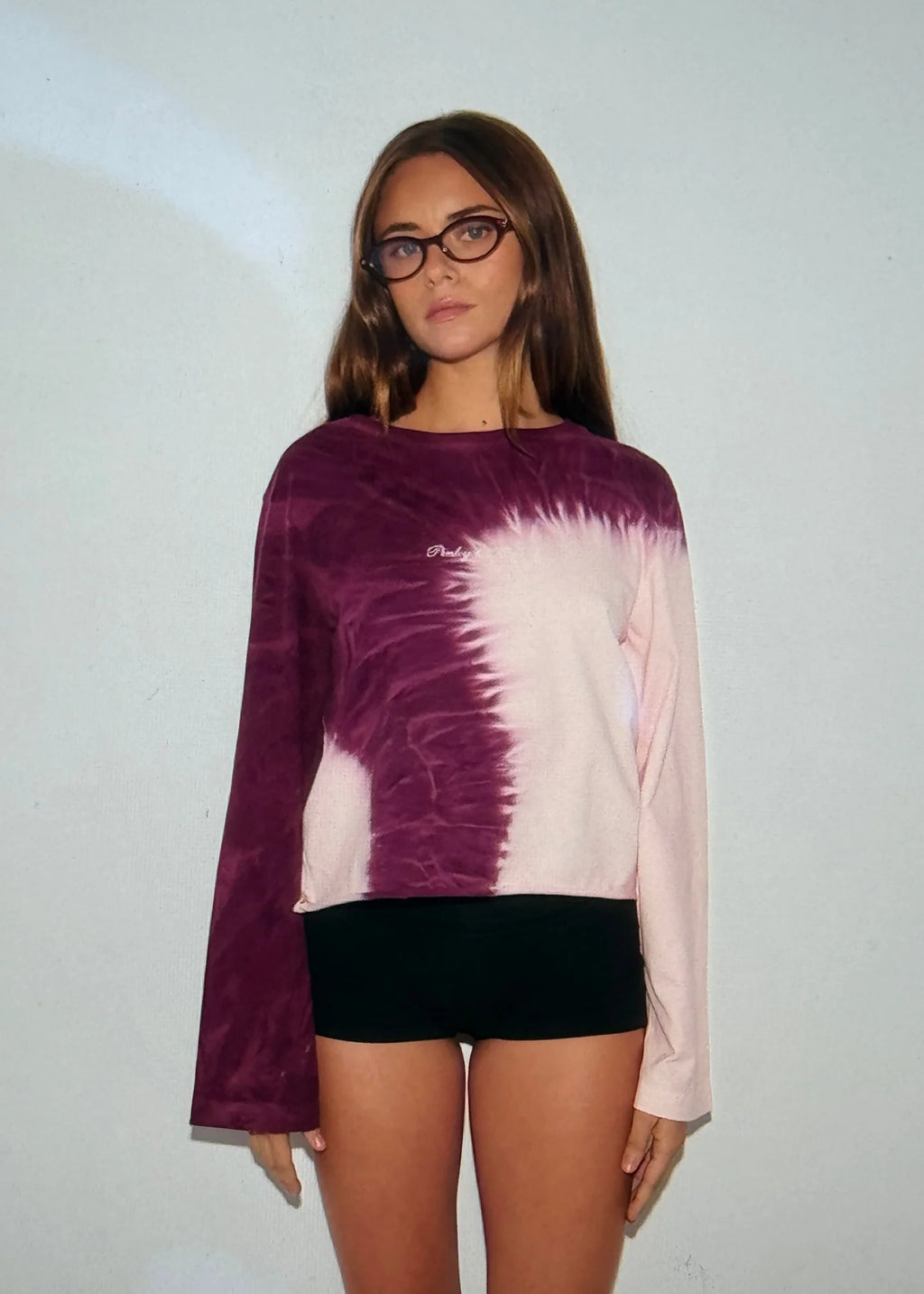 Tie Dye Long Sleeve Top - Pink/Burgundy