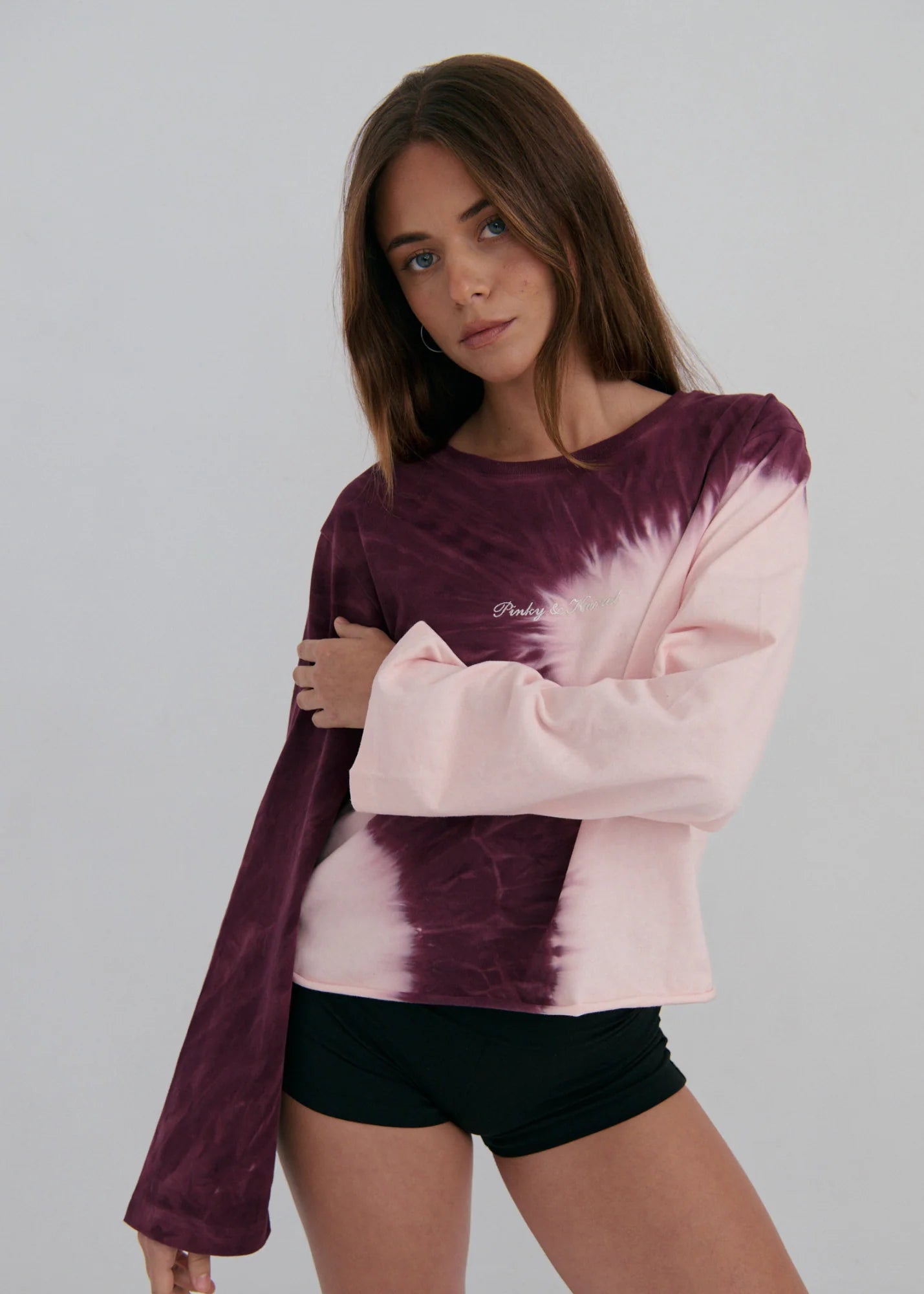 Tie Dye Long Sleeve Top - Pink/Burgundy