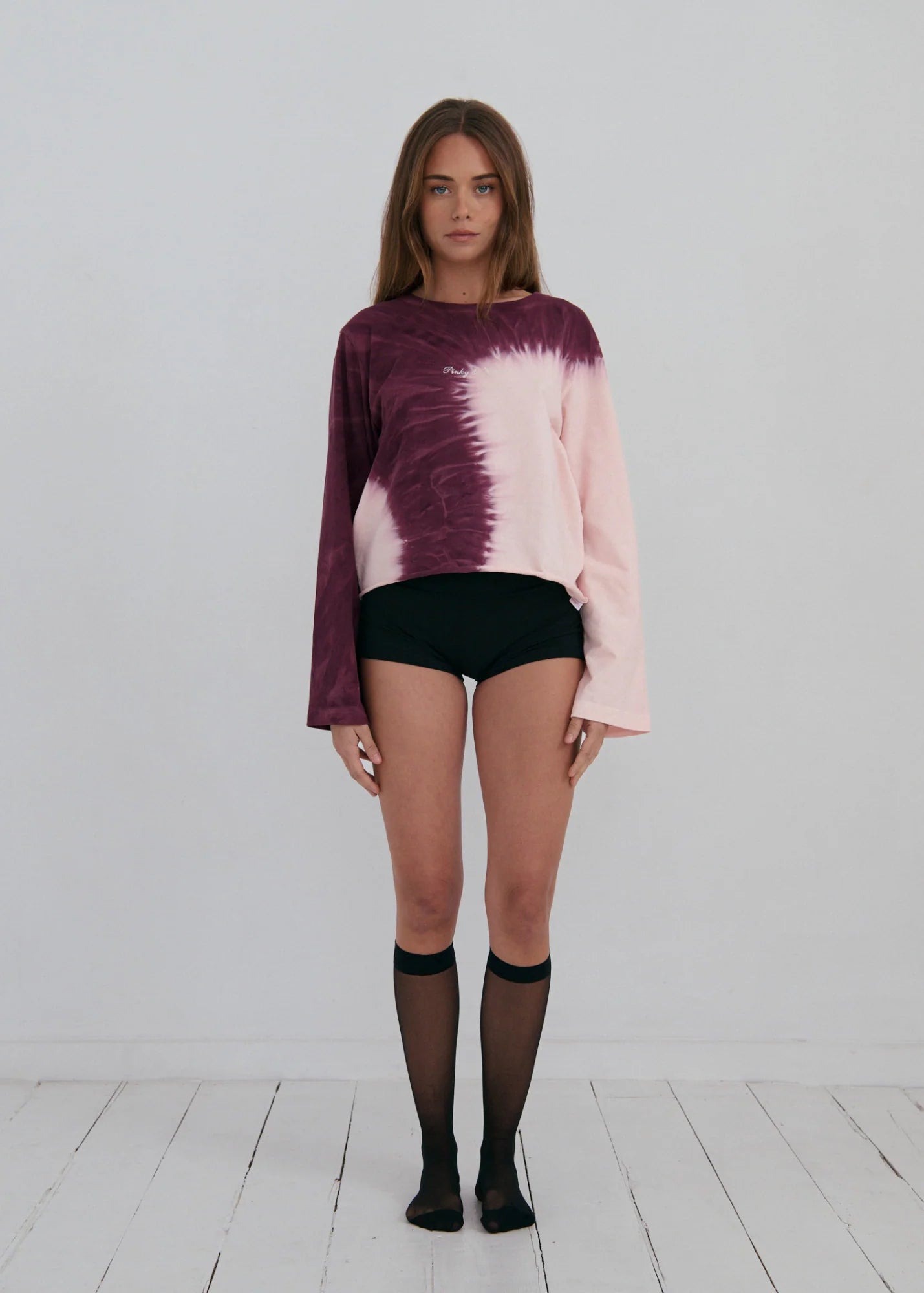 Tie Dye Long Sleeve Top - Pink/Burgundy