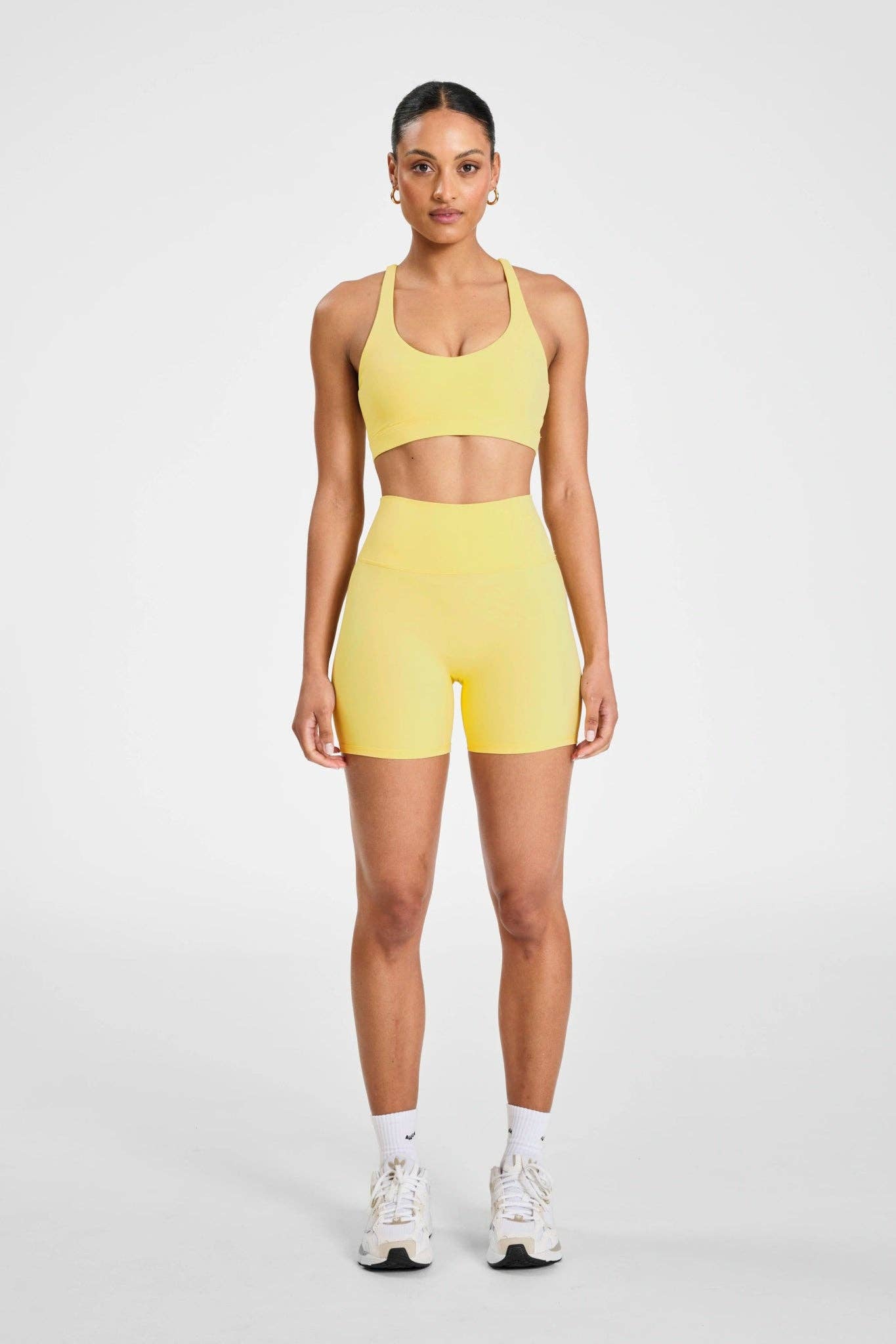 CLOUDCORE Cross Back Sports Bra: Butter Yellow