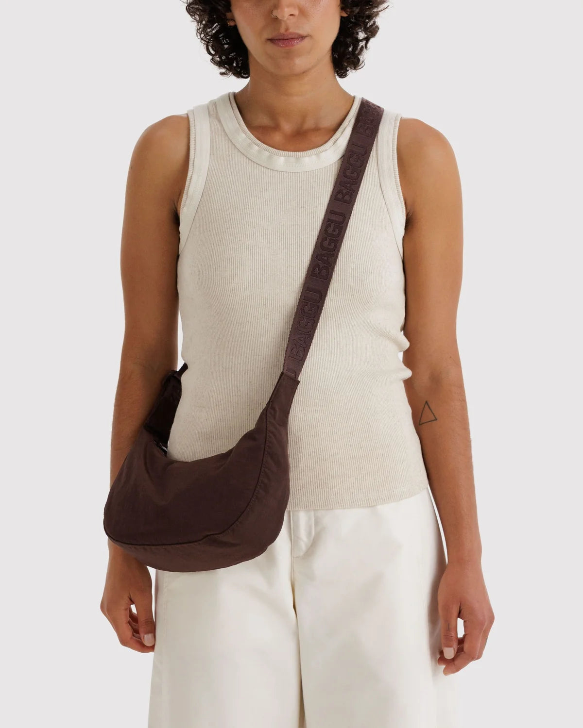 Small Nylon Crescent Bag Coffee