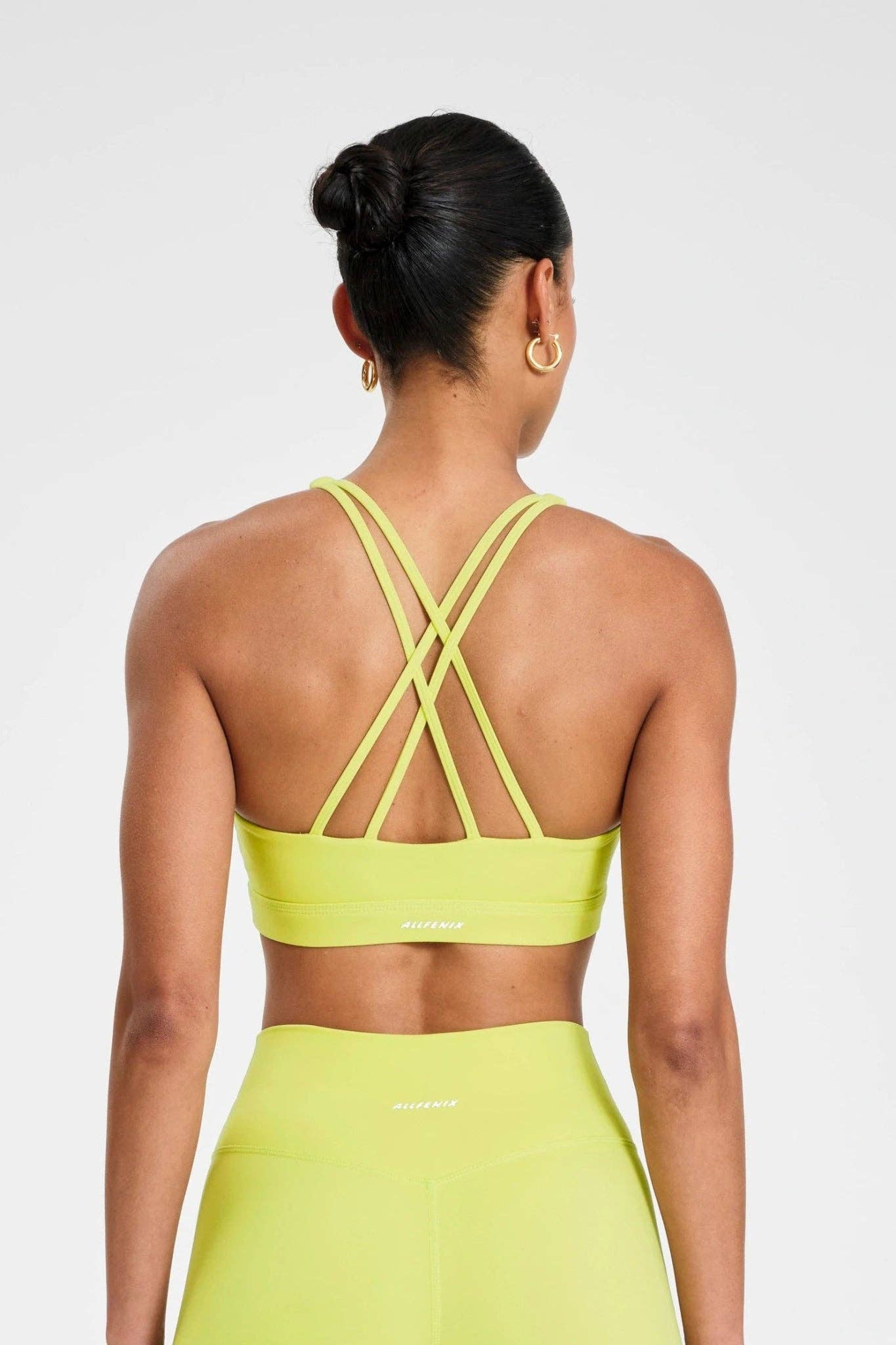 CLOUDCORE Cross Back Sports Bra: Lime