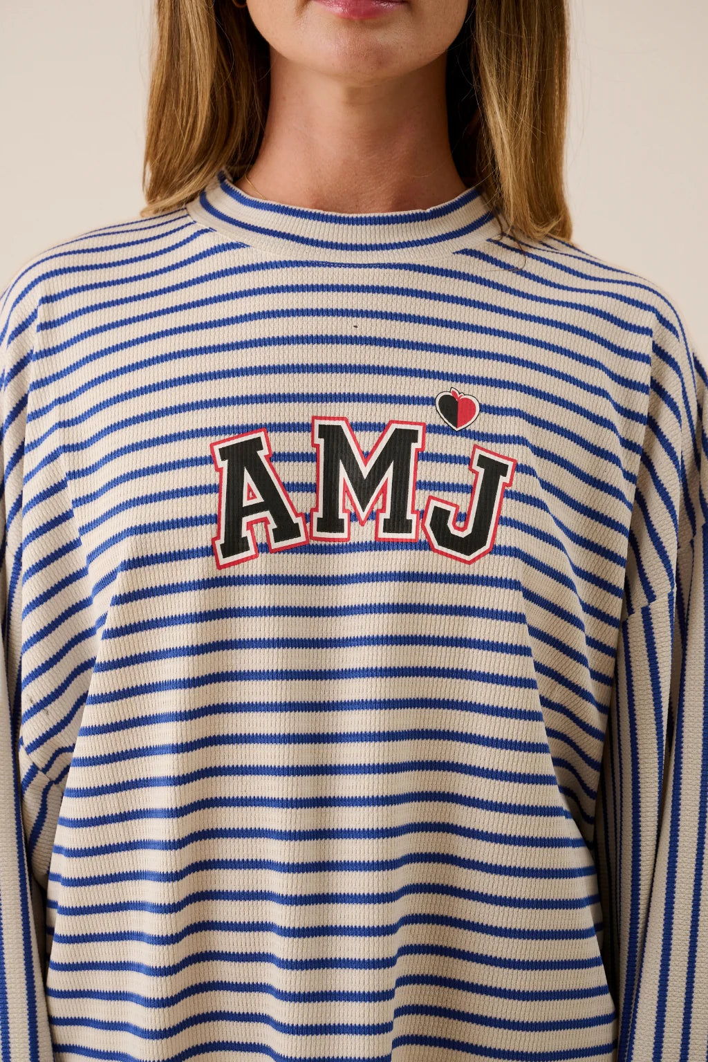AJM Waffle Long Sleeve Top Dark Navy
