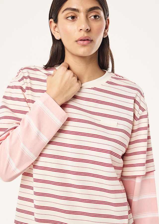 Spark Long Sleeve Tee in Soft Pink Stripe