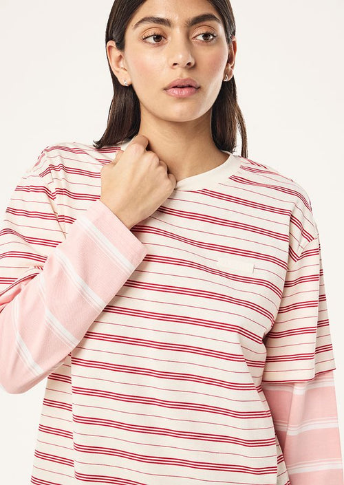 Spark Long Sleeve Tee in Soft Pink Stripe