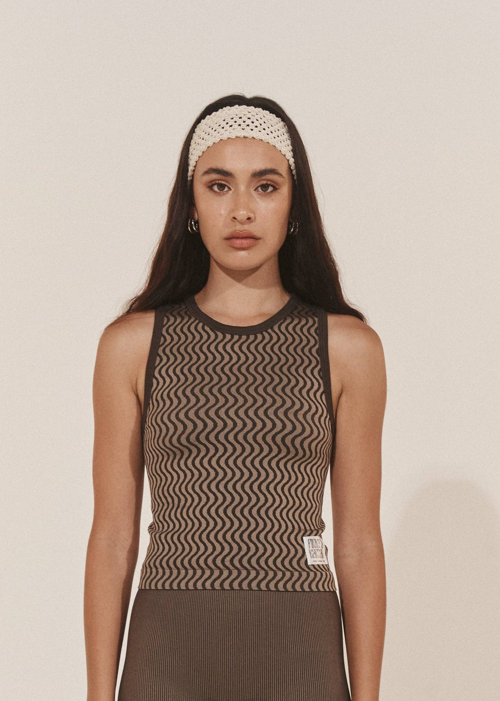 Wavy Lines Tank - Cacao