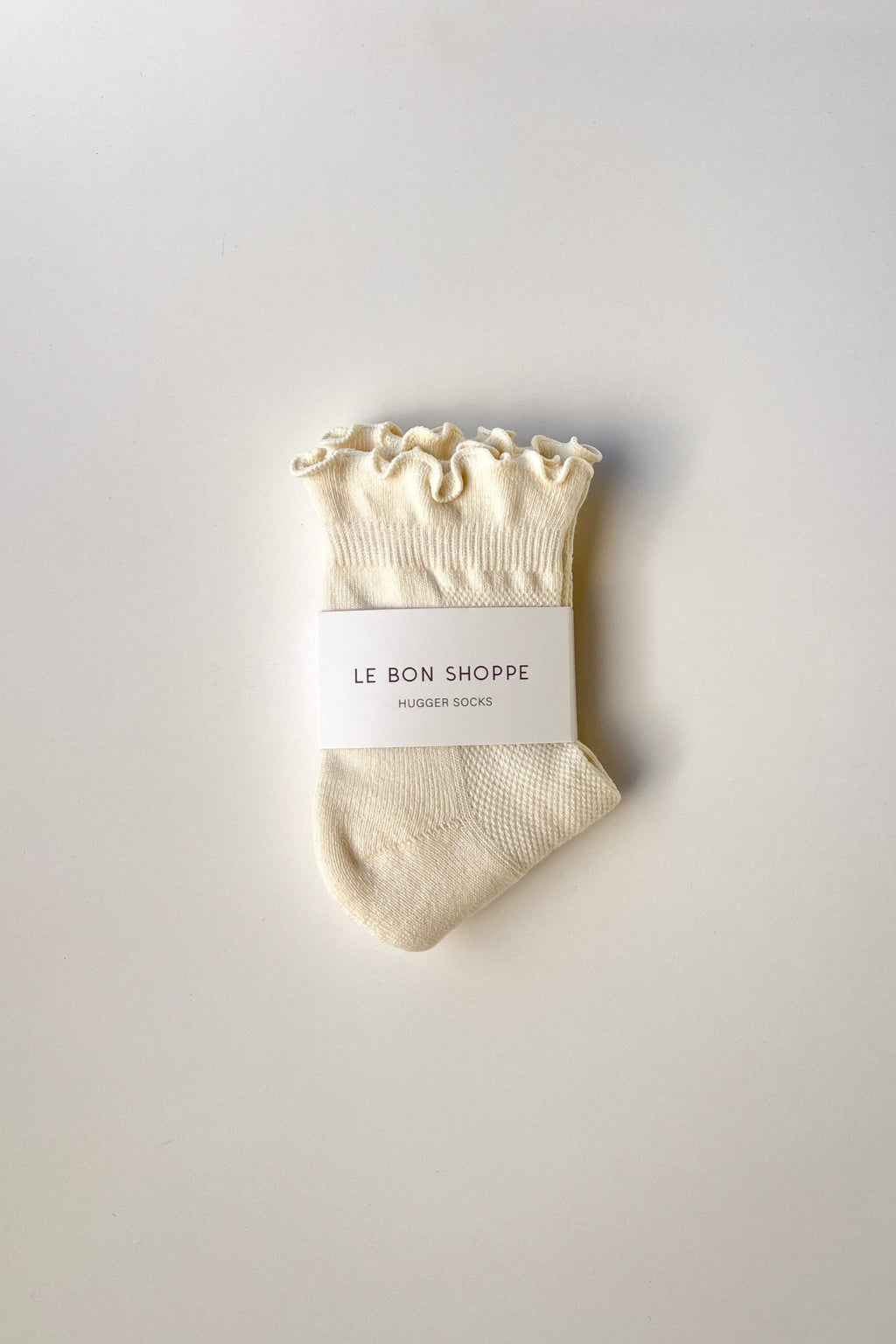 Ruffled Hugger Crew Socks - VANILLA / RED