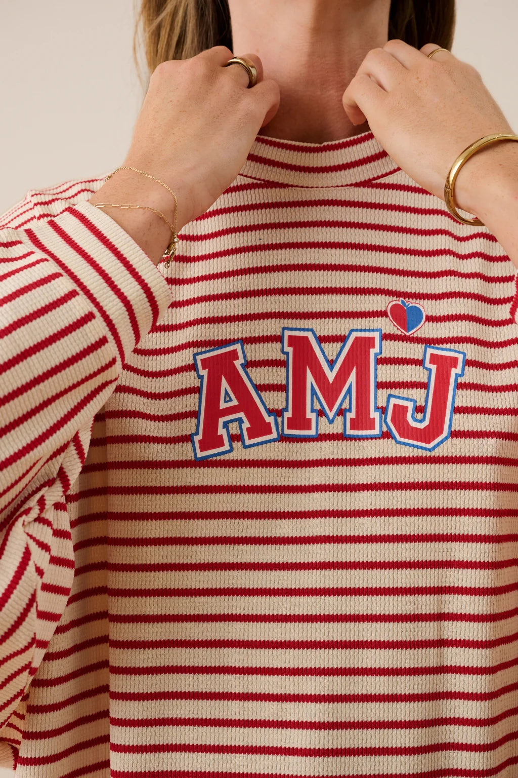 AJM Waffle Long Sleeve Top Red Alert