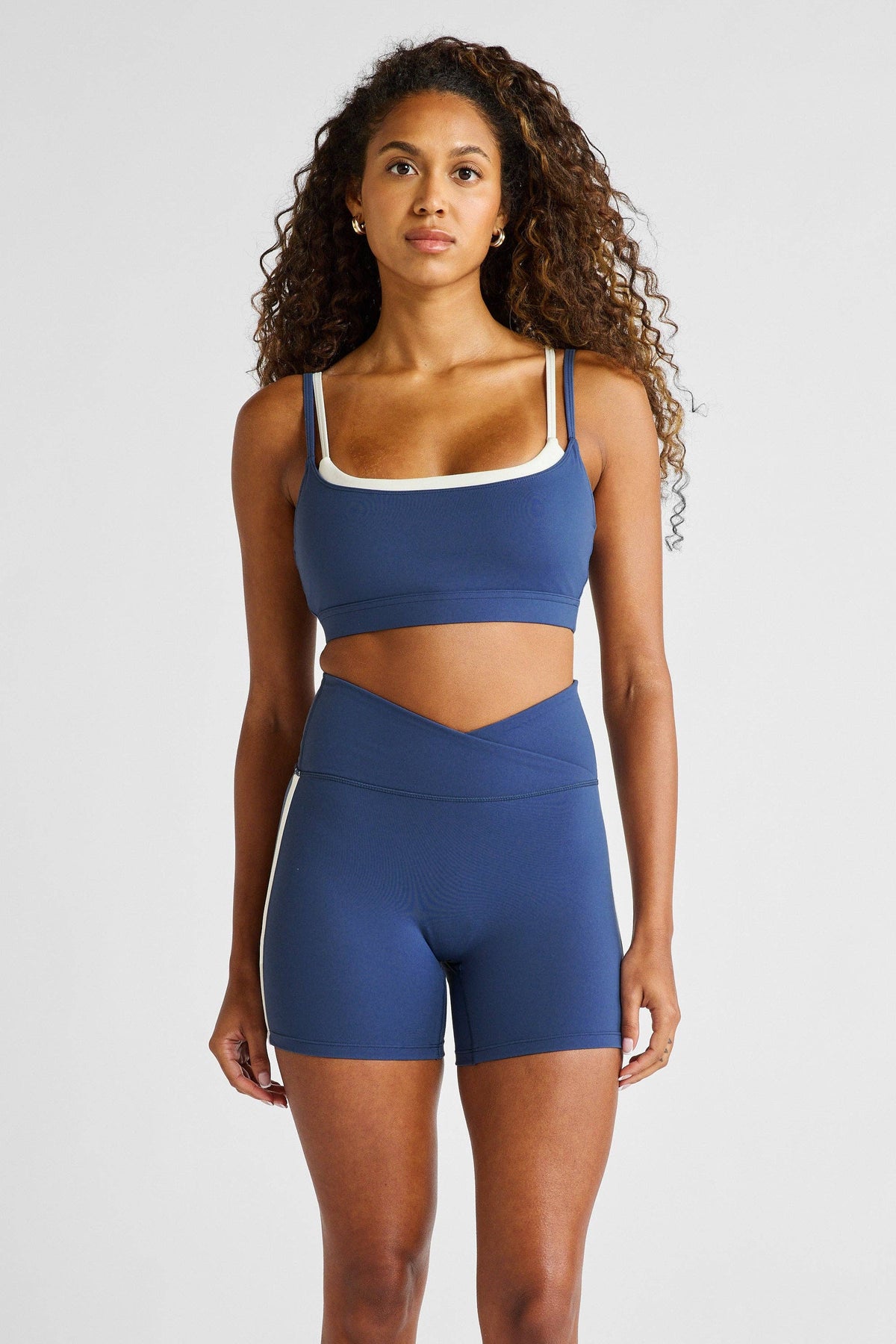 CloudCore™ Contrast Double Layer Sports Bra - Blue Indigo/Chalk