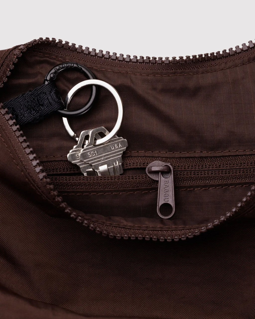 Small Nylon Crescent Bag Coffee