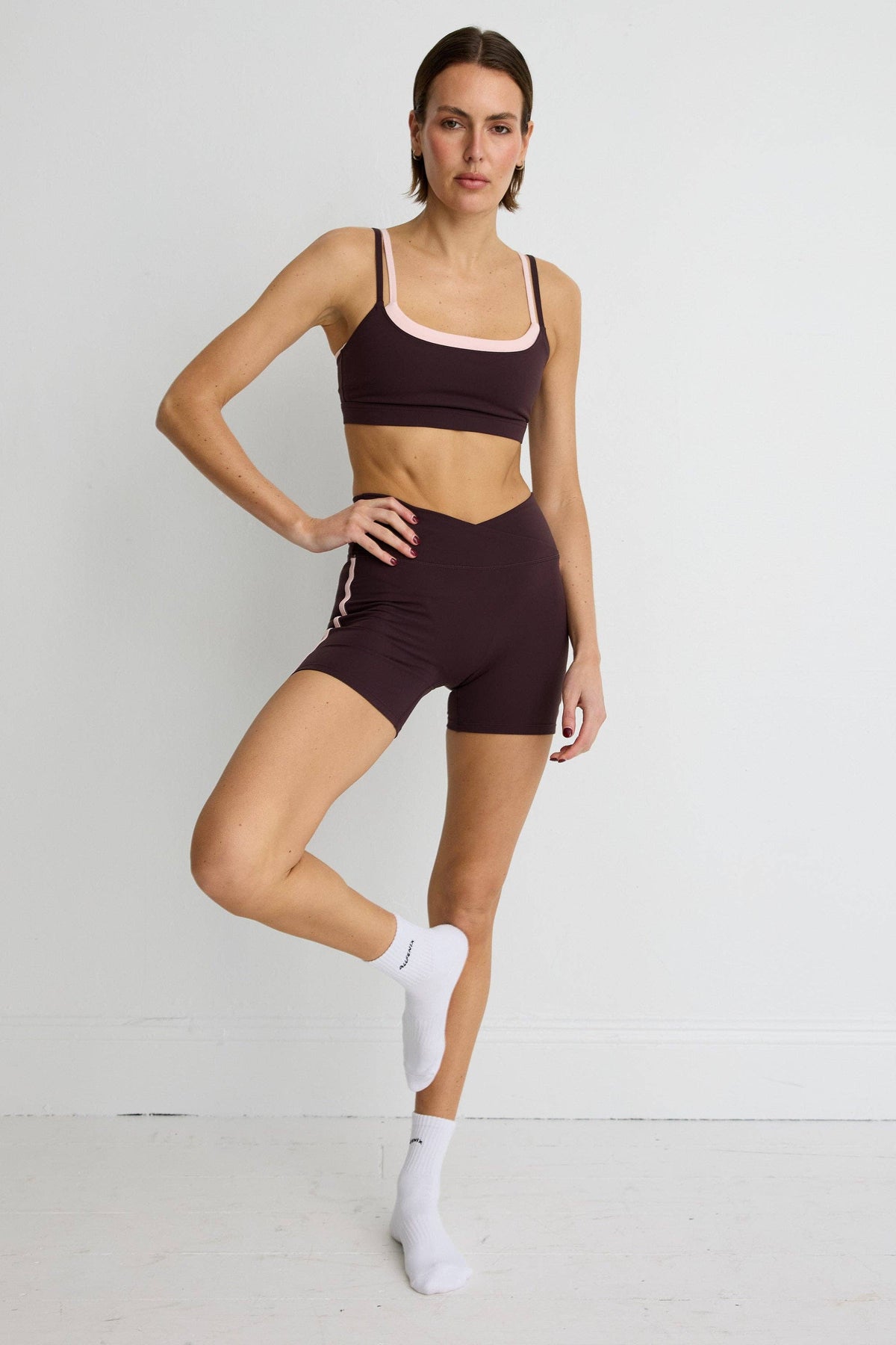 CloudCore™ Contrast Double Layer Sports Bra - Double Espresso/Rose Quartz