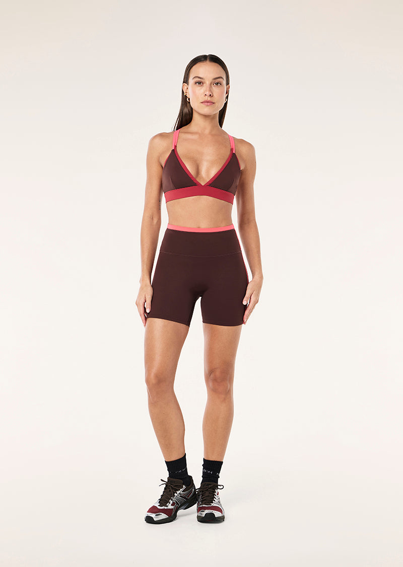 Activate Sports Bra In Mahogany & Diva Pink