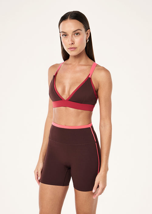Activate Sports Bra In Mahogany & Diva Pink