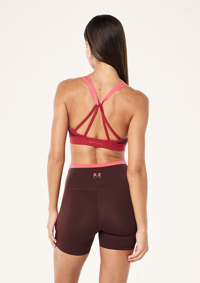 Activate Sports Bra In Mahogany & Diva Pink