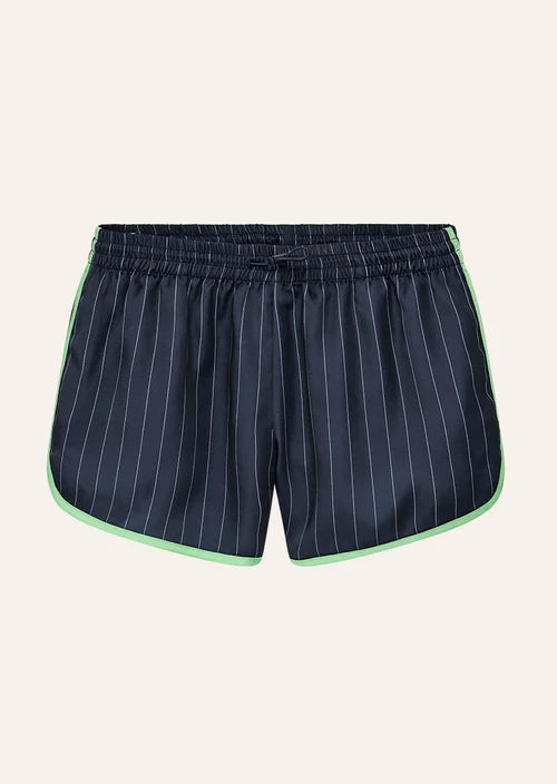 Balance Satin Short In Dark Navy Pinstripe