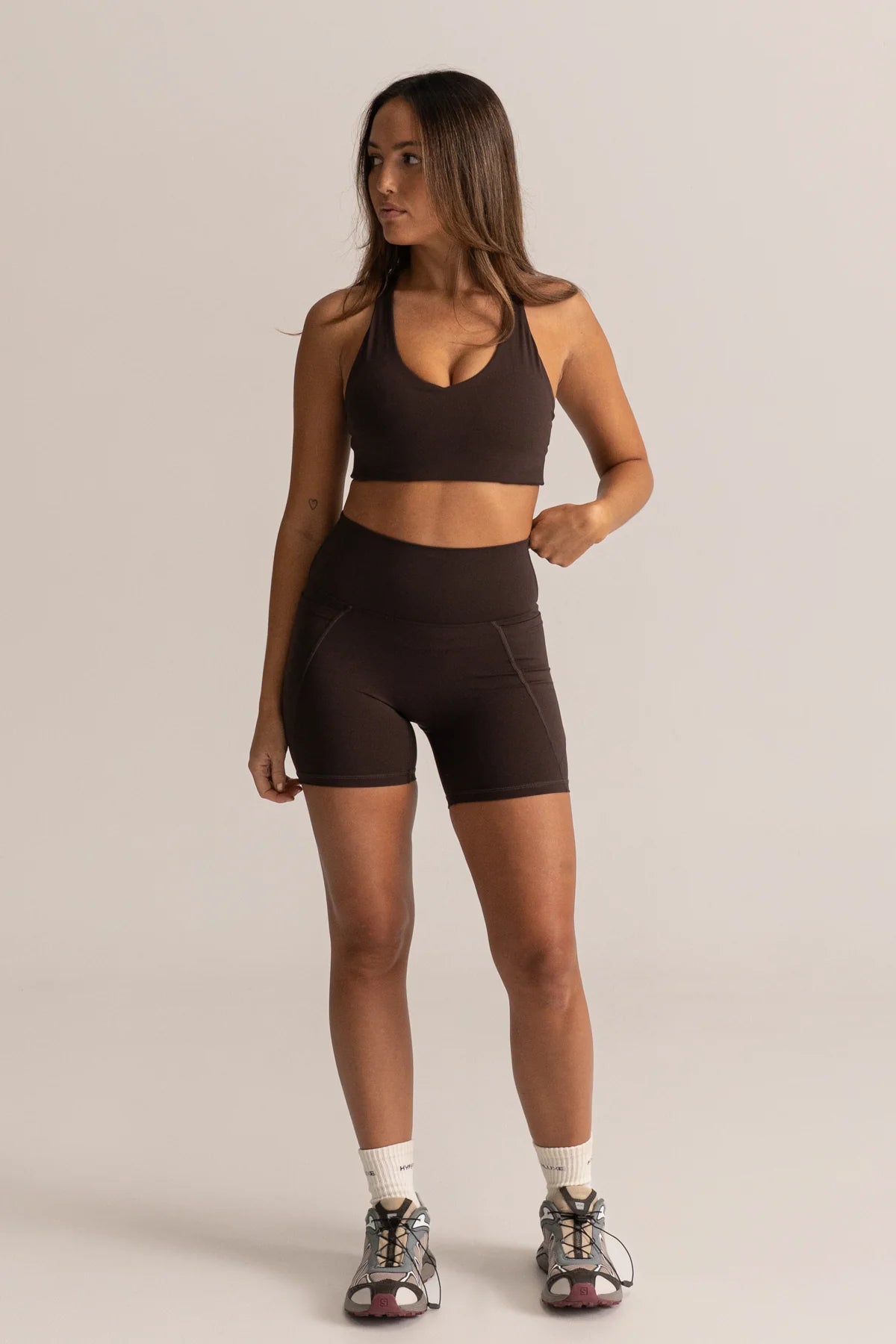 HyperLuxe Shape 5" Pocket Bike Short- Espresso