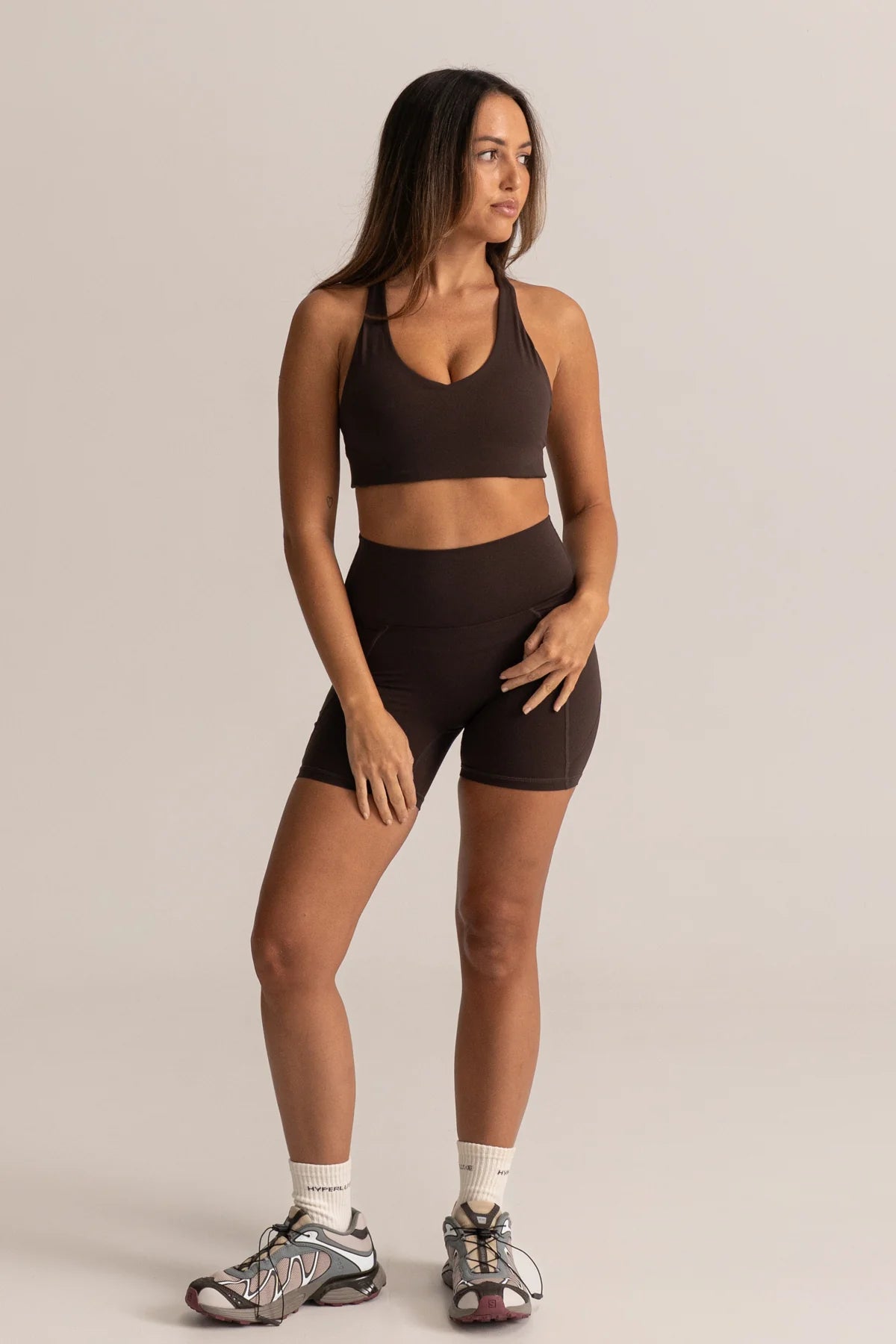 HyperLuxe Shape 5" Pocket Bike Short- Espresso