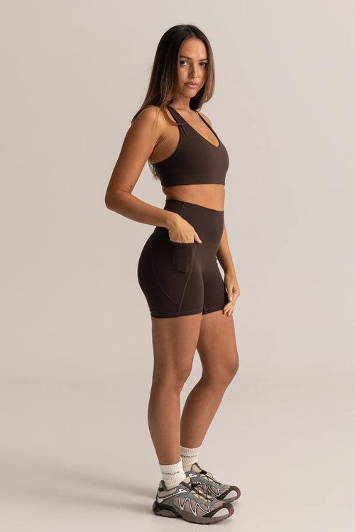 HyperLuxe Shape 5" Pocket Bike Short- Espresso