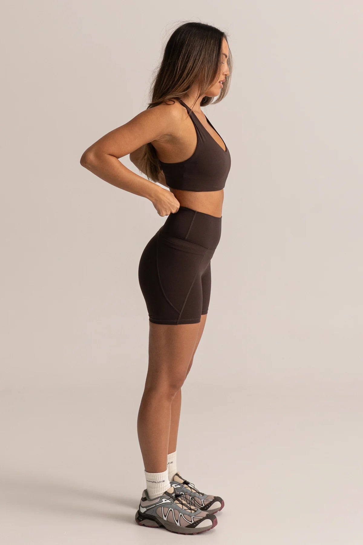 HyperLuxe Shape 5" Pocket Bike Short- Espresso