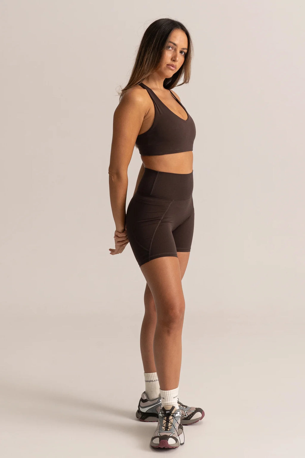 HyperLuxe Shape 5" Pocket Bike Short- Espresso