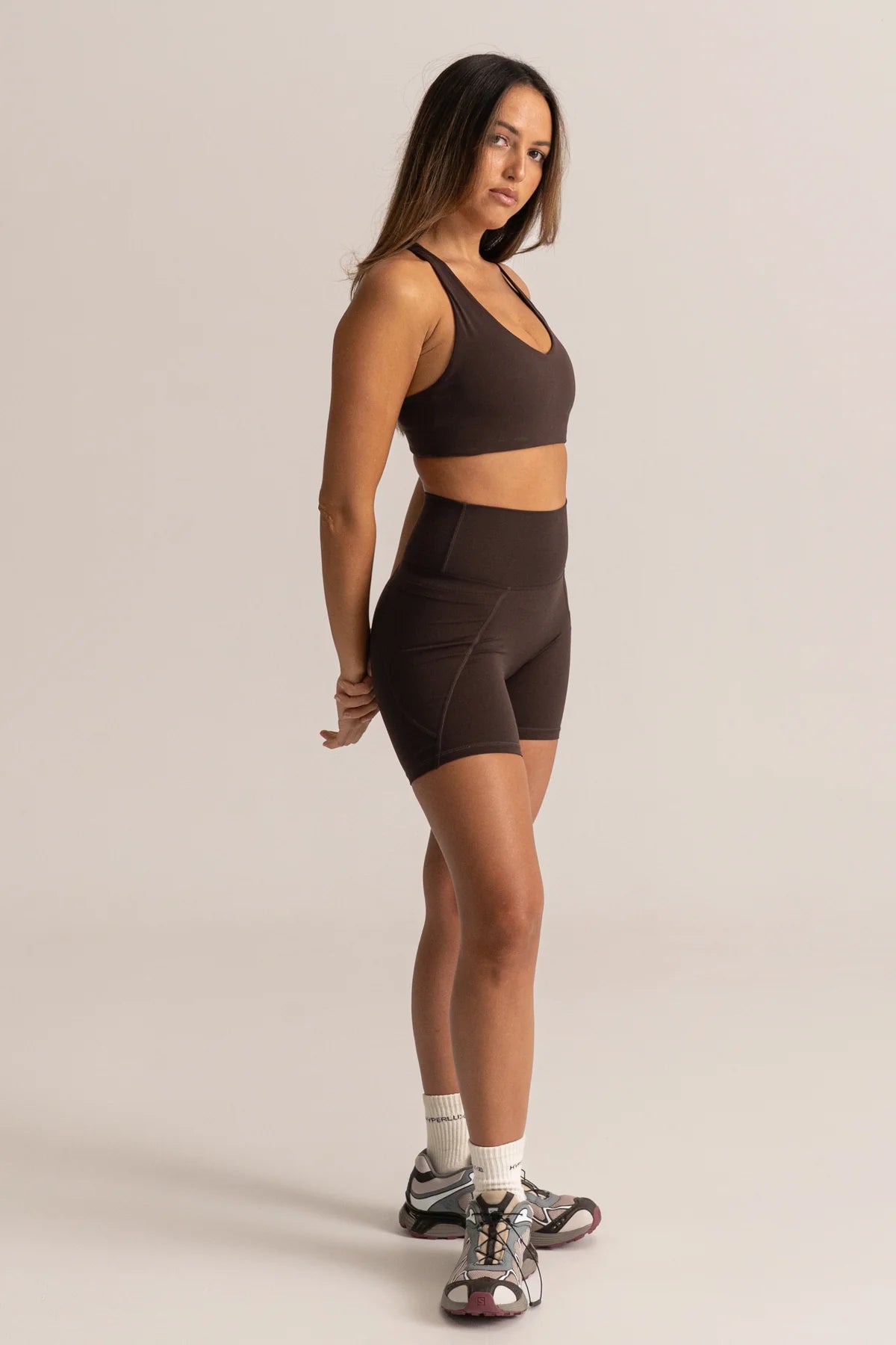 HyperLuxe Shape 5" Pocket Bike Short- Espresso