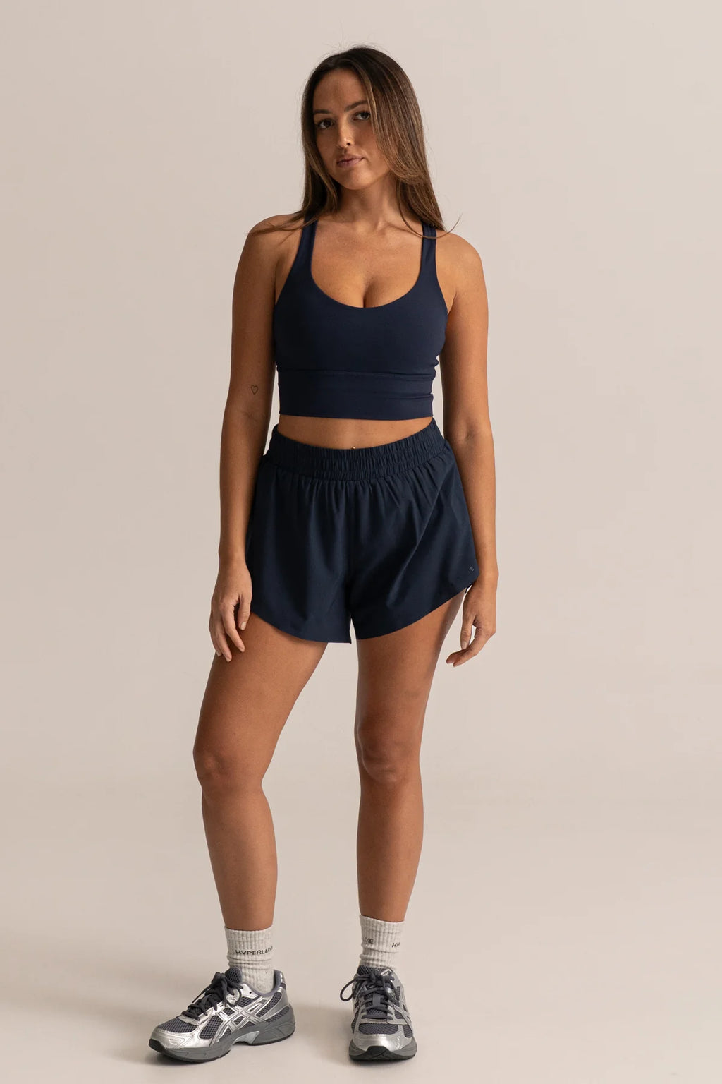 HyperLuxe Runners High Split Short- Navy