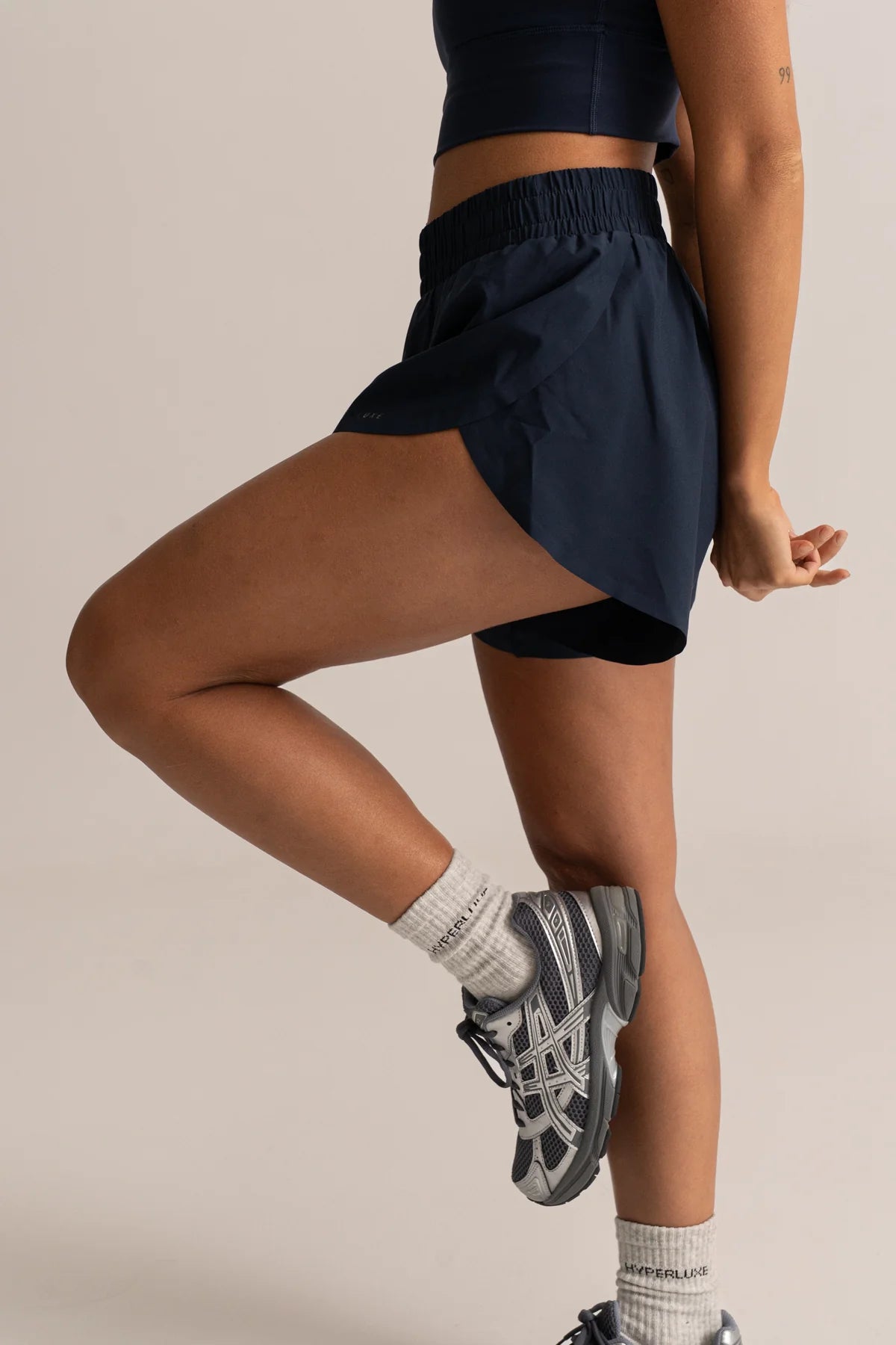 HyperLuxe Runners High Split Short- Navy