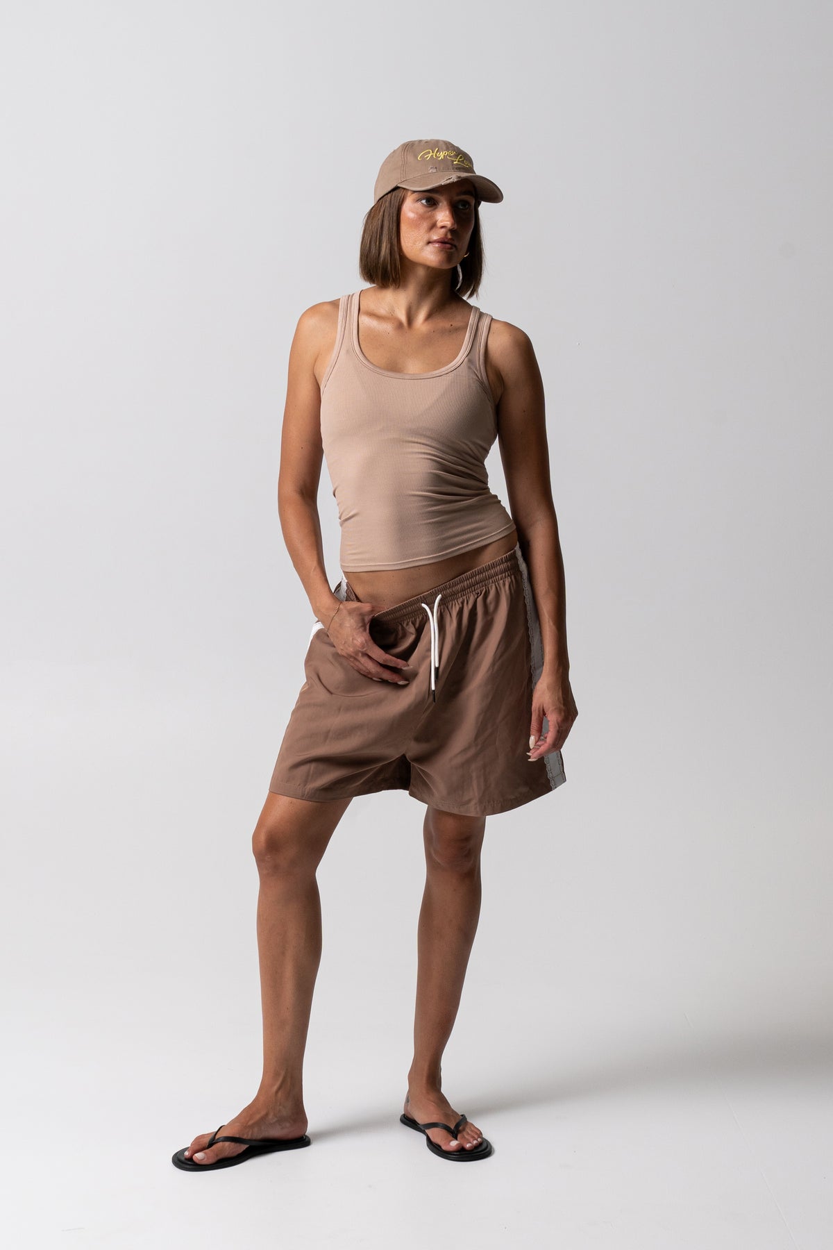 HyperLuxe Lace Mid Short- Mocha