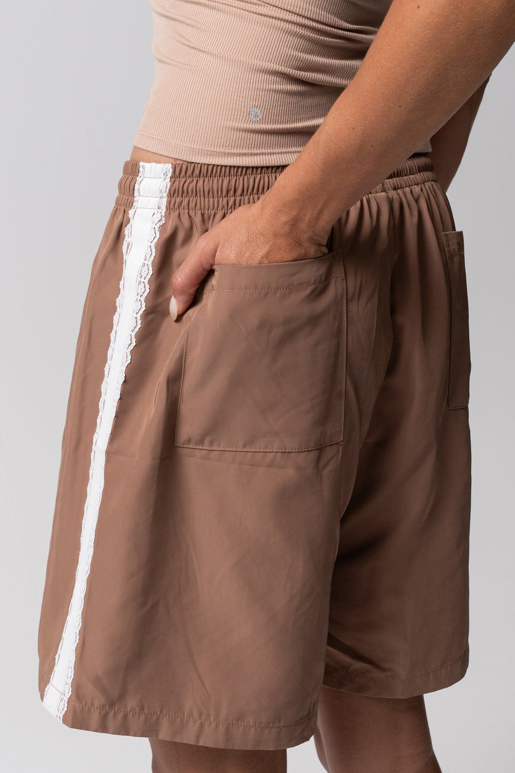 HyperLuxe Lace Mid Short- Mocha