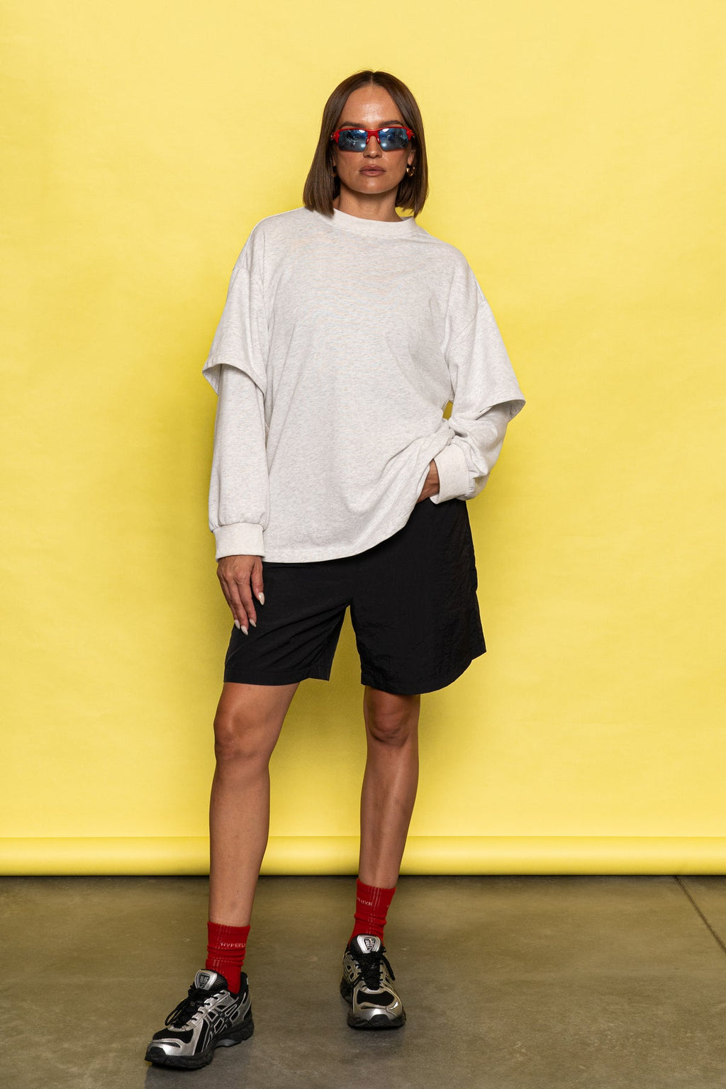 HyperLuxe Double Take LS- Grey Marle