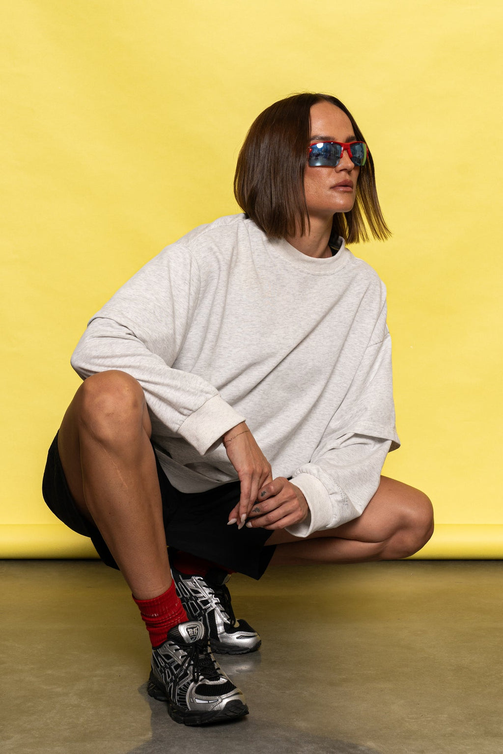 HyperLuxe Double Take LS- Grey Marle