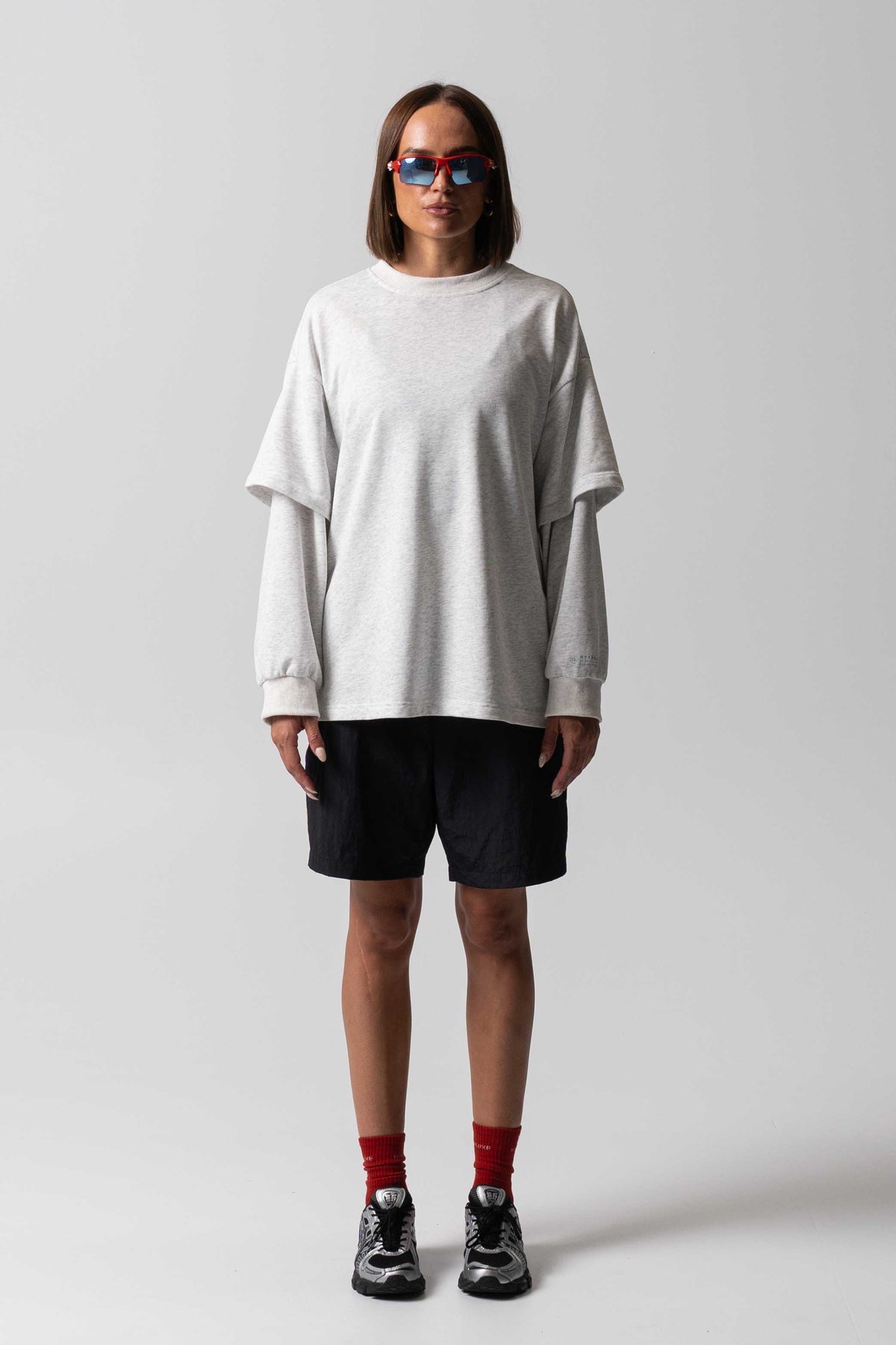 HyperLuxe Double Take LS- Grey Marle