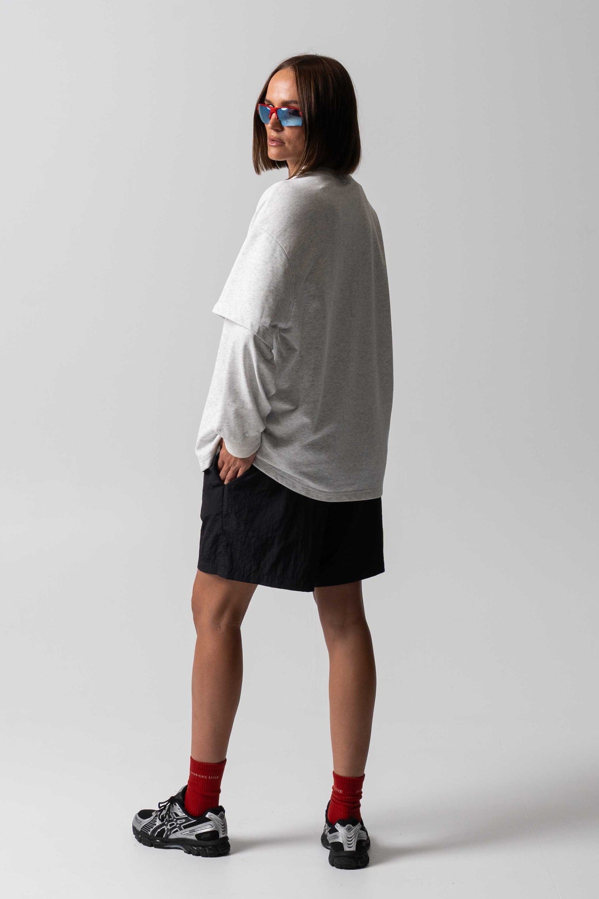 HyperLuxe Double Take LS- Grey Marle
