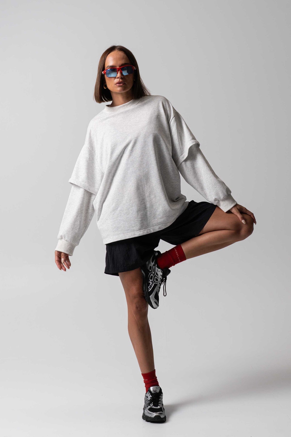 HyperLuxe Double Take LS- Grey Marle