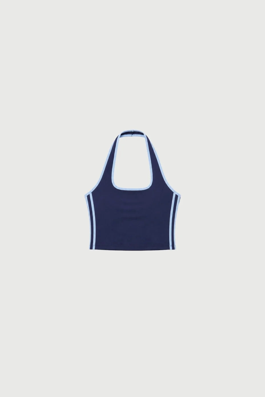 Halter Top - Midnight Blue With Sky Blue Stripes
