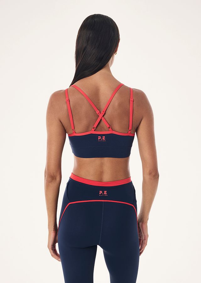 Paramount Sports Bra In Dark Navy & College Red