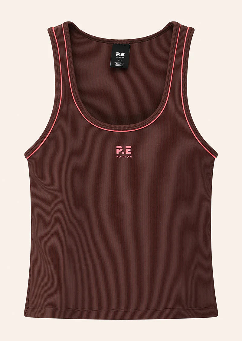 Nexus Rib Tank in Mahogany & Diva Pink
