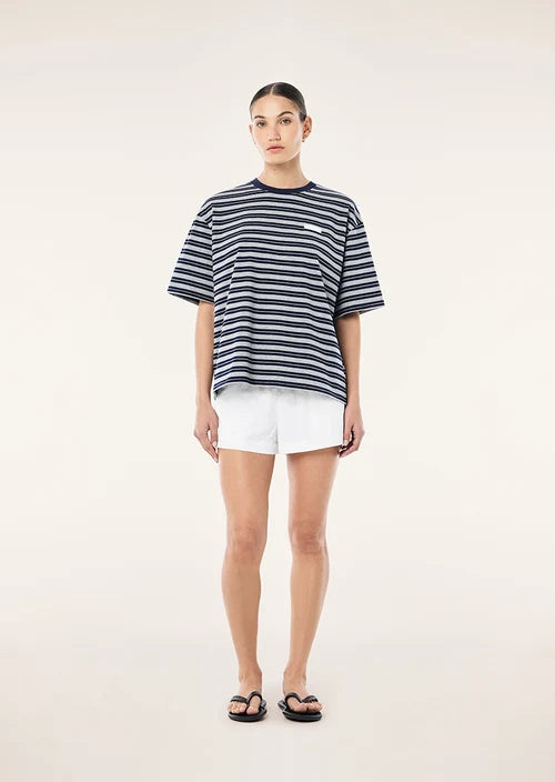 Oversized Spark Tee In Dark Navy Stripe