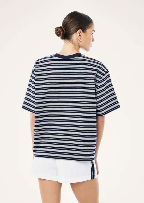 Oversized Spark Tee In Dark Navy Stripe