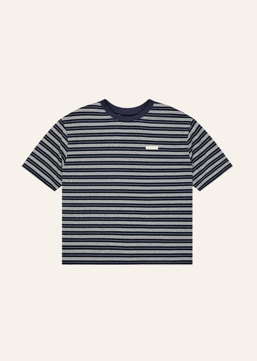 Oversized Spark Tee In Dark Navy Stripe