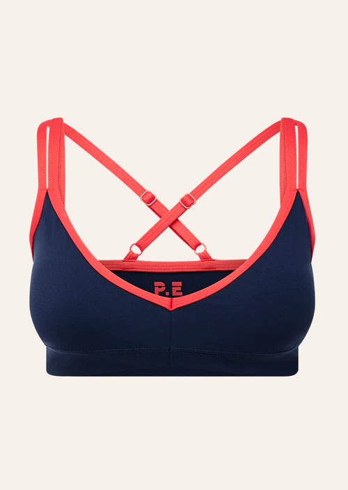 Paramount Sports Bra In Dark Navy & College Red