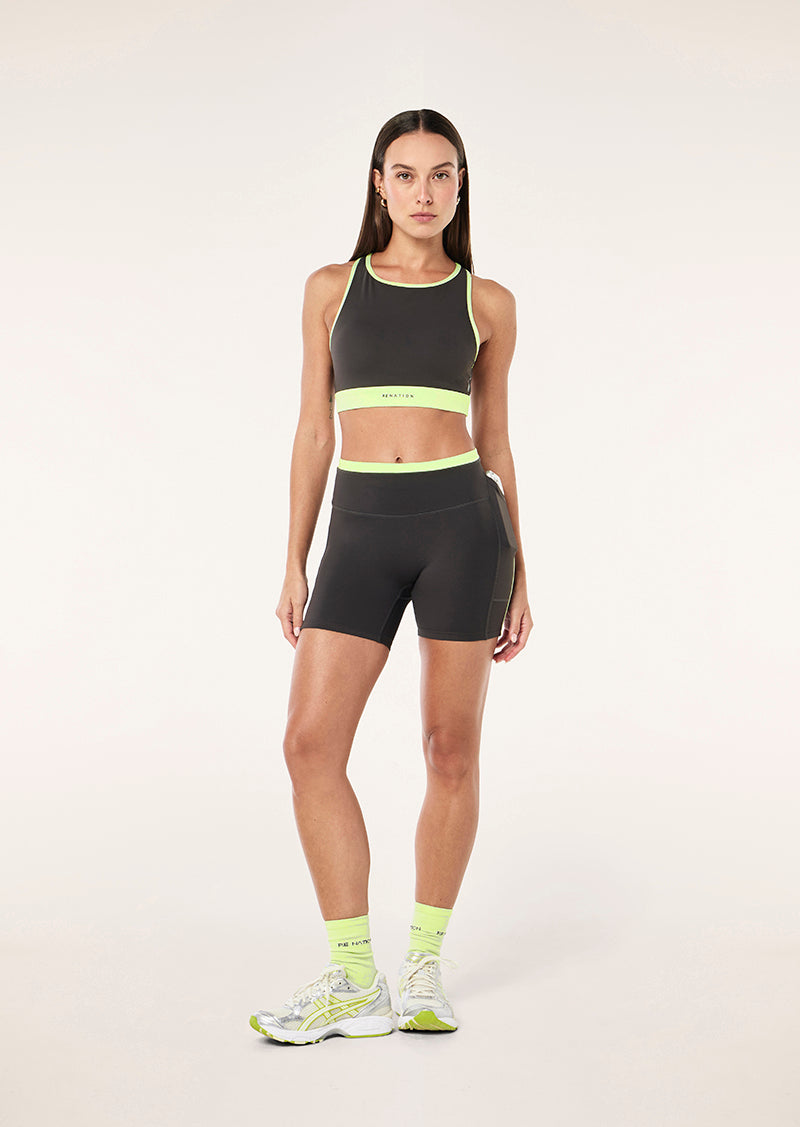 Rapid 5" Pocket Bike Short In Caviar & Washed Lime