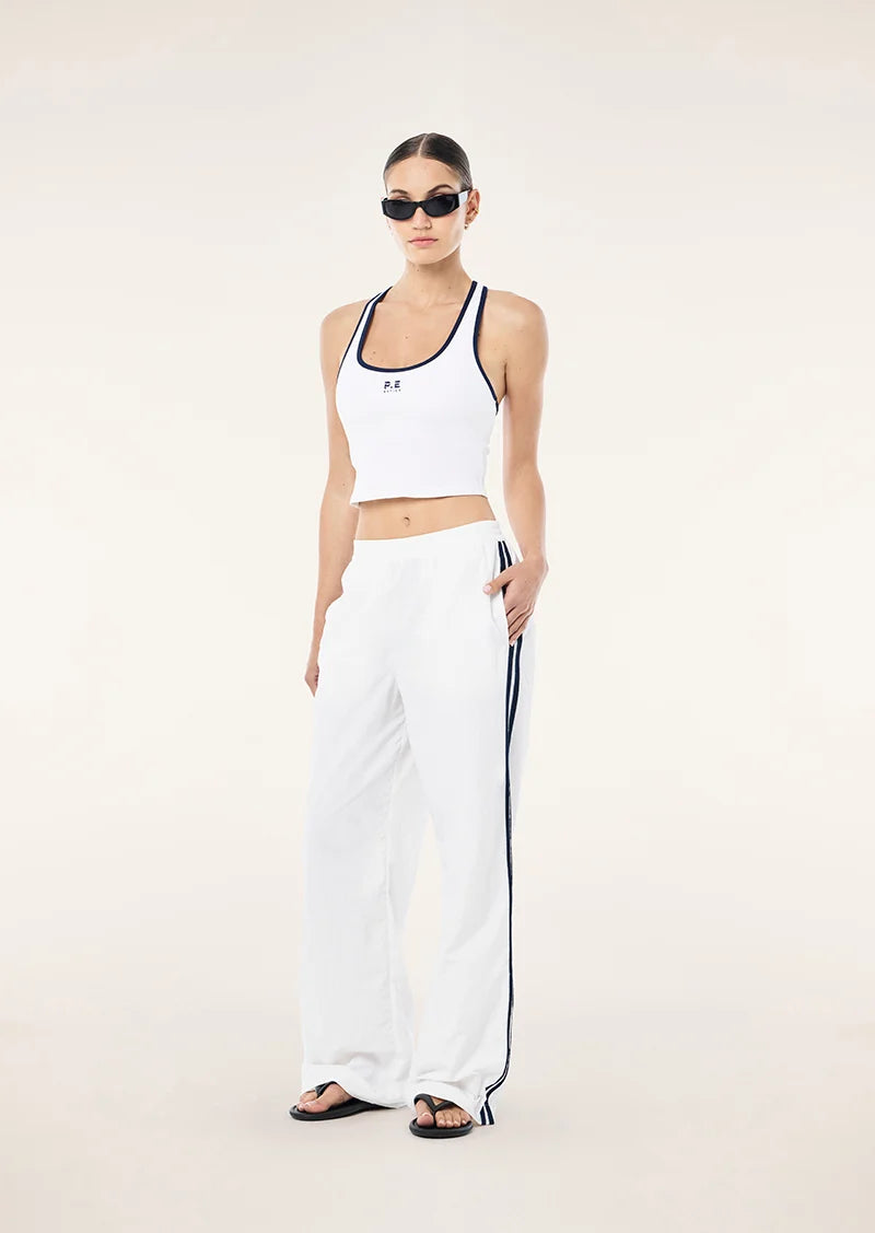 Relay Spray Track Pant In White & Dark Navy