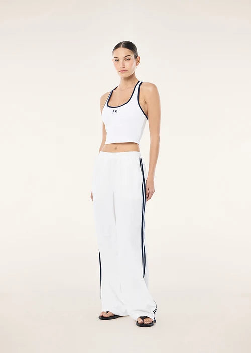 Relay Spray Track Pant In White & Dark Navy