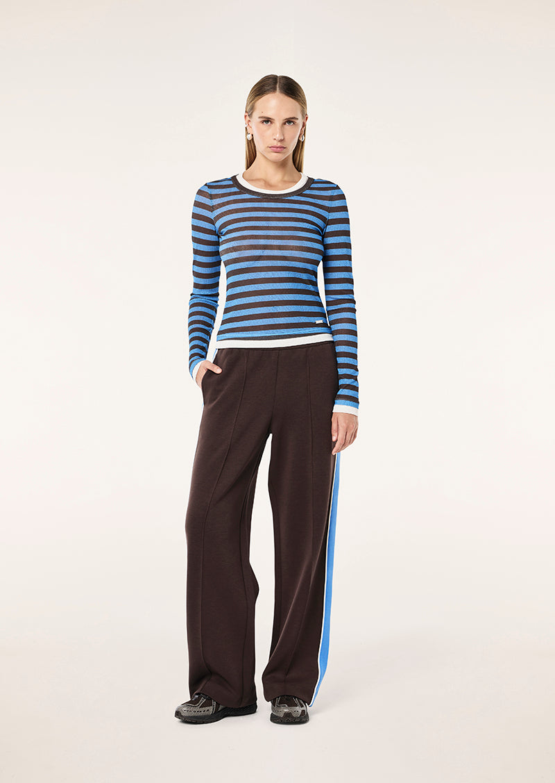 Serene Stripe Long Sleeve Tee In Coffee Stripe