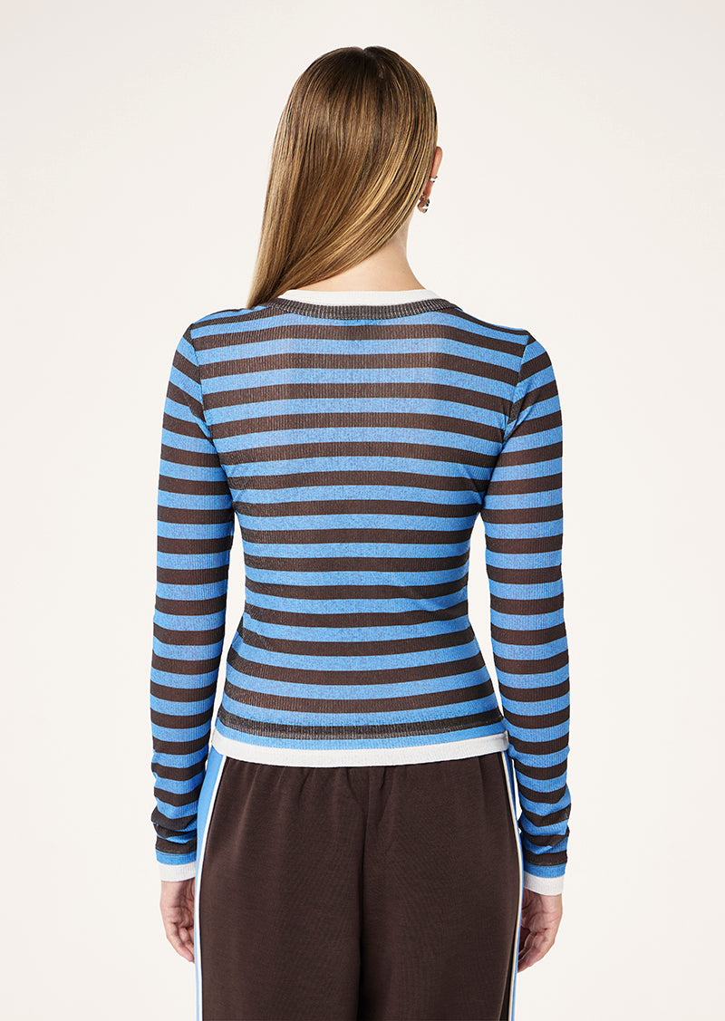 Serene Stripe Long Sleeve Tee In Coffee Stripe